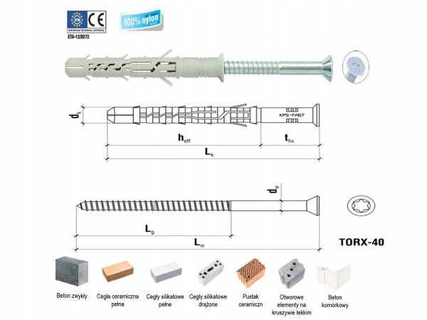 Kołki ramowe rozporowe 8x120 łeb stożek torx 50szt - obrazek 7